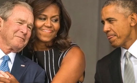 GEORGE W. BUSH AND MICHELLE OBAMA RECREATE ICONIC ALTOIDS MOMENT AT OBAMA CENTER REUNION