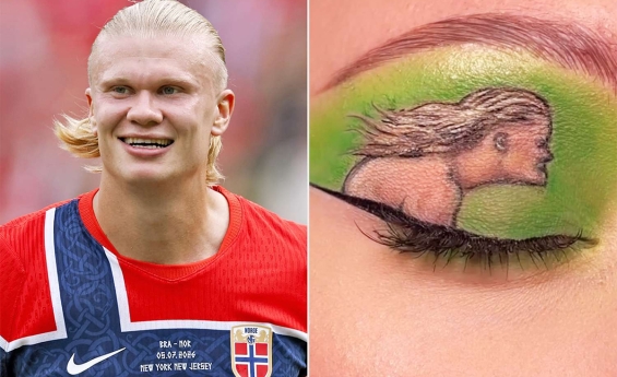 ERLING HAALAND RESPONDS AFTER A FAN PAINTS HIS PORTRAIT ON HER EYELID